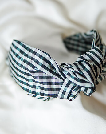 Opaska na włosy z węzłem metaliczny błysk na kracie, roskosh