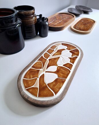 Ceramiczna podstawka mozaika w drewnie, Wooden Love