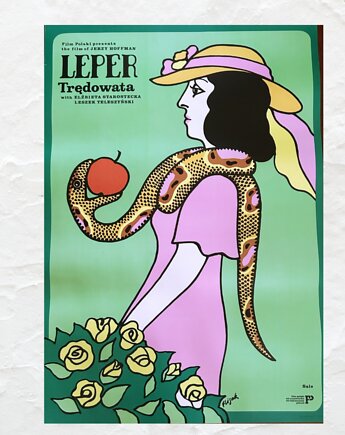 Oryginalny polski plakat filmowy TRĘDOWATA (Leper), aut. Jerzy Flisak, 1976 r, RiskyWalls