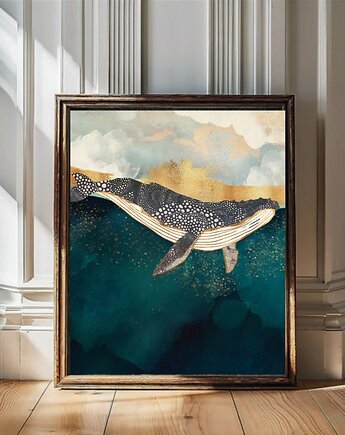 PLAKAT WIELORYB ilustracja morze morski obrazek, black dot studio