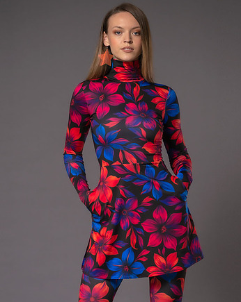 Marta Flower Power - sukienka mini z golfem, milita nikonorov