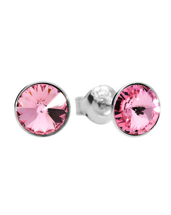 Małe kolczyki sztyfty różowe oczka Swarovski, KOM Biżuteria