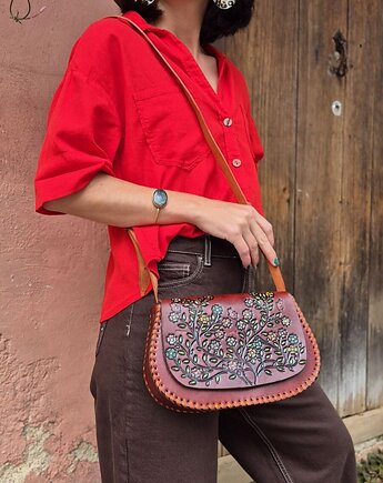 Torebka skórzana ręcznie robiona Elisa Brązowa, SempreArte