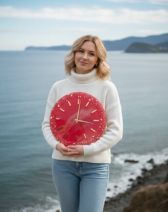 Zegar ścienny z żywicy epoksydowej - 40 cm, FantasticJewelry