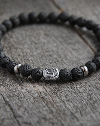 Męska bransoletka :: buddha & BLACK LAVA III, kaktusia