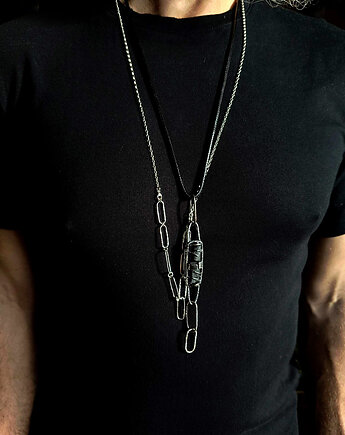 Naszyjnik męski srebro 925 BLACK TURMALIN kolekcja Stones, ZIĘBA