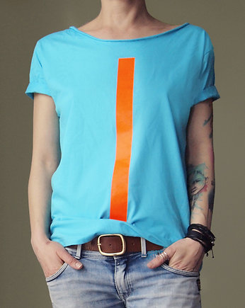 Pomarańczowa kreska turkusowy oversize, ONE MUG A DAY