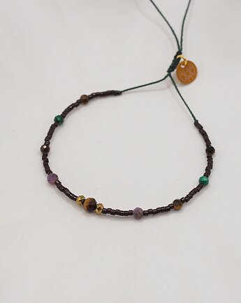 Bransoletka na Pieniądze Tygrysie Oko Malachit Turmalin, w hand works