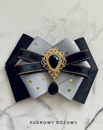 Brosza z czarnym kryształkiem NEW, Pudrowy Różowy