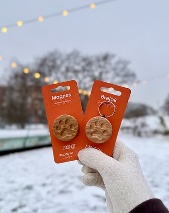 Drewniany magnes na lodówkę w kształcie łapki psa lub kota - Dzień Babci, wDeche