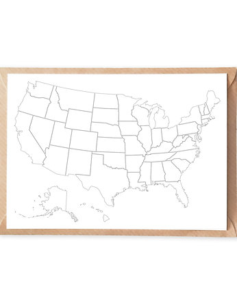 Mapa USA - Pocztówka do Kolorowania, Anna Grunduls Design