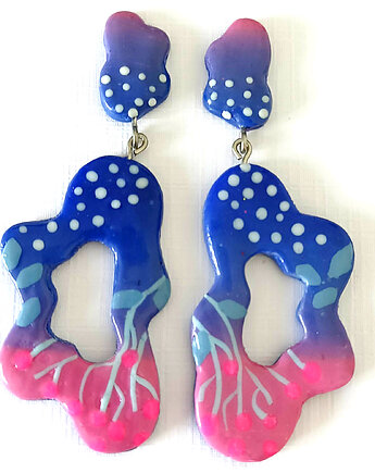 Kolczyki abstrakcyjne niebiesko różowe, OMIFIMO