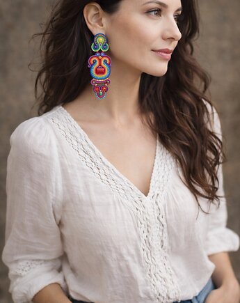 Duże i kolorowe kolczyki sutasz, Mró Soutache