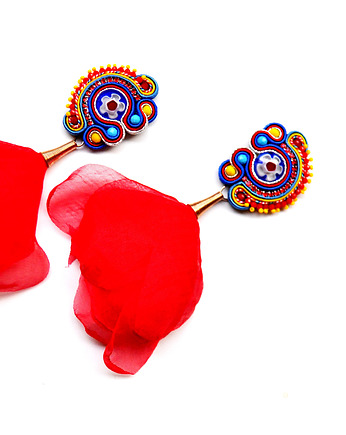 Sutaszowe kolczyki  MILLEFIORI red, Sylwia Żak