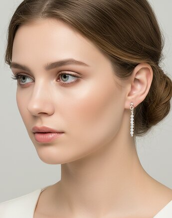 Kamień księżycowy, srebro 925, białe, klasyczne kolczyki, srebrne kolczyki, Yamira Art Studio