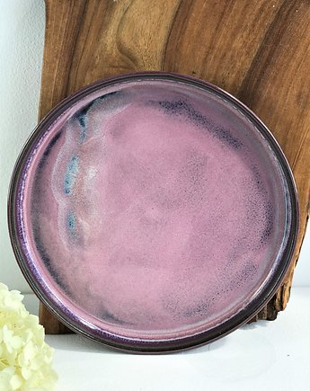 Talerz ceramiczny 21 cm Talerz ręcznie robiony różowy - Różowy Księżyc, Ceramika Tyka