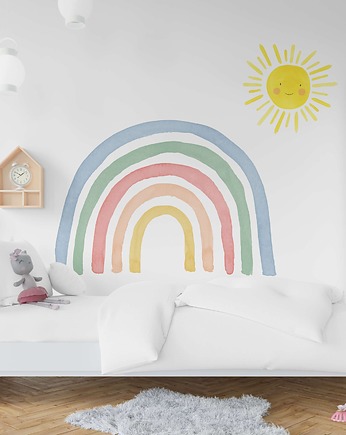 Naklejki Na Ścianę - Tęcza Akwarelowa Kolorowa i Słońce, OSOBY - Prezent dla dwulatka