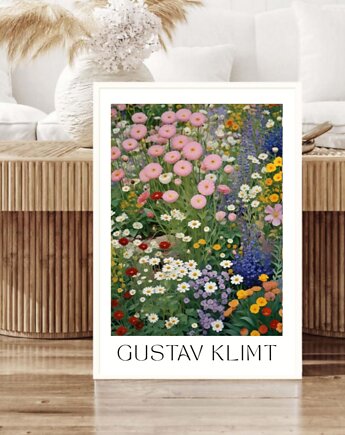 PLAKAT Gustav Klimt, łąka kwiatowa obraz, black dot studio