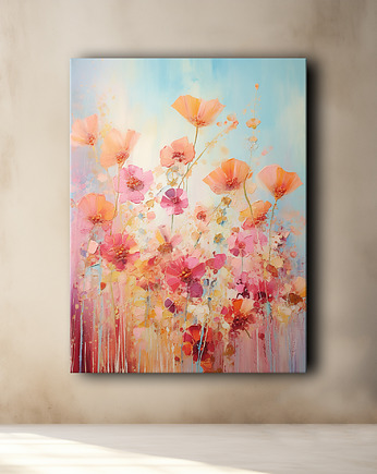 Polne kwiaty - Plakat - Olej, Boho, Abstrakcja, Black Sapphire Art