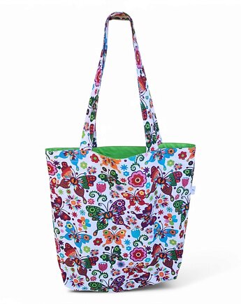 Torba na zakupy shopperka eko siatka torba na ramię shopper motylki folk, Uszyciuch