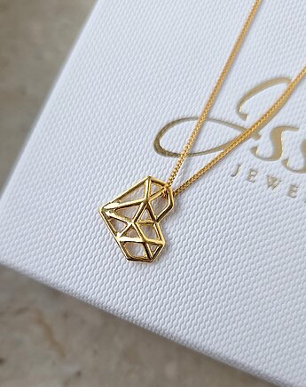 Geometryczne serce- naszyjnik srebro złocone 24K, ISSI Jewelry