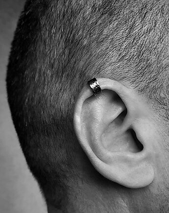 Nausznica męska  SUROWO S srebro oksydowane, ZIĘBA