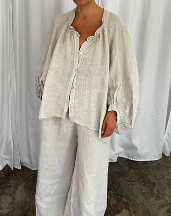 Koszula lniana baloon beige, Patchouli