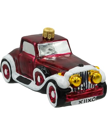 Bombka choinkowa: Retro samochód: bordowy, Syn Bombkarza