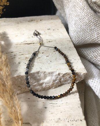 Bransoletka turmalin agat i tygrysie oko, hematiti