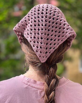 Letnia chusta na głowę bandana różowa, Made by Jaga
