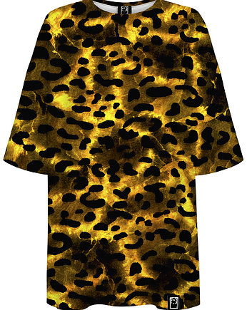 DR.CROW T-shirt Damski Oversize Gold Leopard, DrCrow