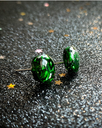 Kolczyki sztyfty srebro-zieleń, Figa handmade accessories