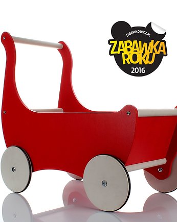 Biały Drewniany wózek dla lalek /pchacz, OSOBY - Prezent dla dziecka