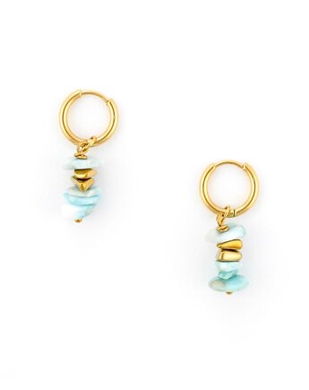 Kolczyki Larimar Mexico Pozłacana stal szlachetna, Kulka Bransoletki