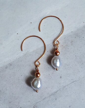 Srebrne perły - kolczyki na okrągłych biglach, kaktusia