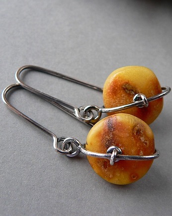 Kolczyki srebrne -bursztyny -agrafki-, Emilia Woźniak