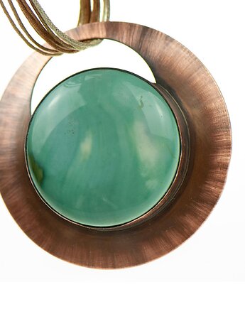 Miedziany naszyjnik z pastelowym agatem, Artseko