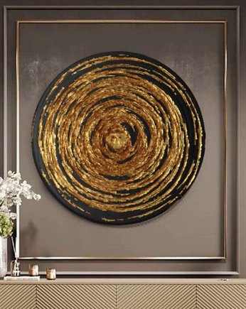 Okrągły obraz - GOLD DREAM - teksturowana dekoracja, art and texture