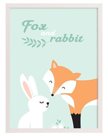 Obrazek Forest Friends fox&rabbit 30x40cm, Yellow Tipi