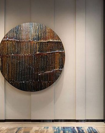 Okrągły obraz - CORRIENTES DE ORO - teksturowana dekoracja, art and texture