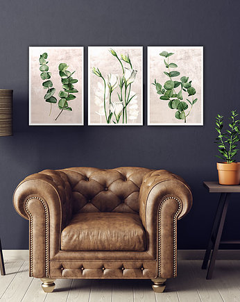Tryptyk botaniczny na płótnie , NOWdeco