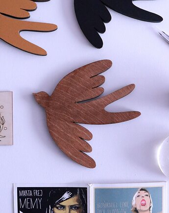 Jaskółki drewniany dekor / orzechowy 15cm, na_ha_ku 