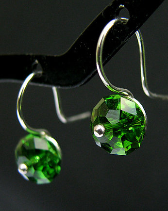 Malutkie kolczyki kryształ Swarovski Fern Green Rondelles, Marisella