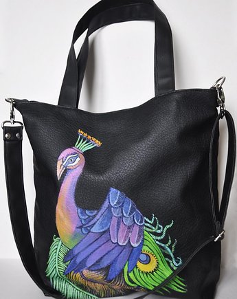 Torba z ręcznie malowanym motywem pawia, PRACOWNIA 166