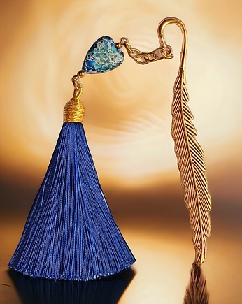 Zakładka PREMIUM : serce : jaspis cesarski : granat, kaktusia