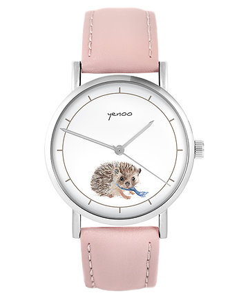 Zegarek - Jeżyk - różowy, skórzany, yenoo