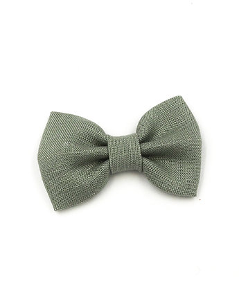 Spinka do włosów kokardkaa z lnu zielona Linen Bow Sage, Momilio