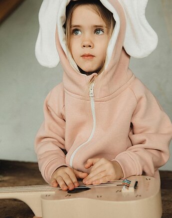 Bluza z kapturem z uszami słonia dla dziecka różowa, USZYTE