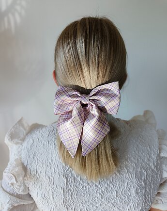 Kokarda spinka klamra jedwabna lavender check 100% jedwabna 22 momme, Capillum