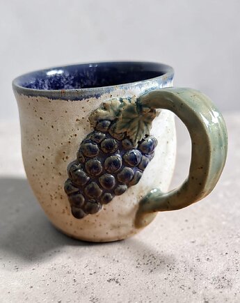 Duży ceramiczny kubek z winogronkiem, ArtByLeika